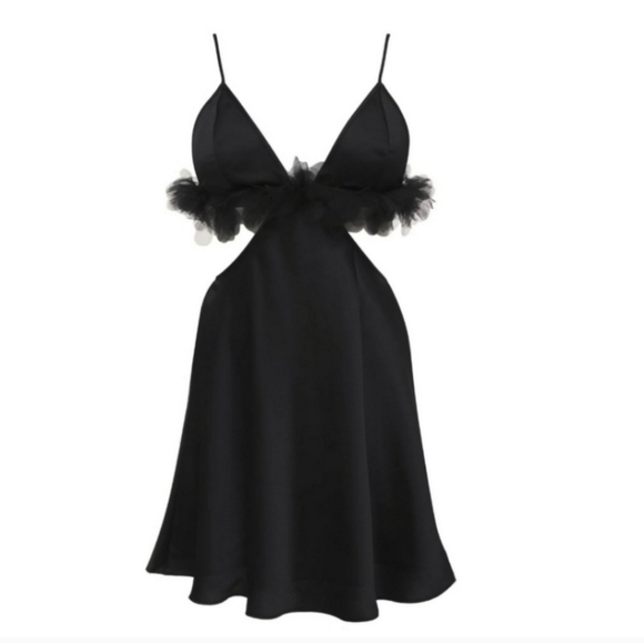 New!For Love And Lemons Satin‎ Cutout Tulle Trim Slip Dress - Picture 6 of 14